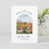 New York Central Park Herbsthochzeiten retten das Einladung (Stehend Vorderseite)