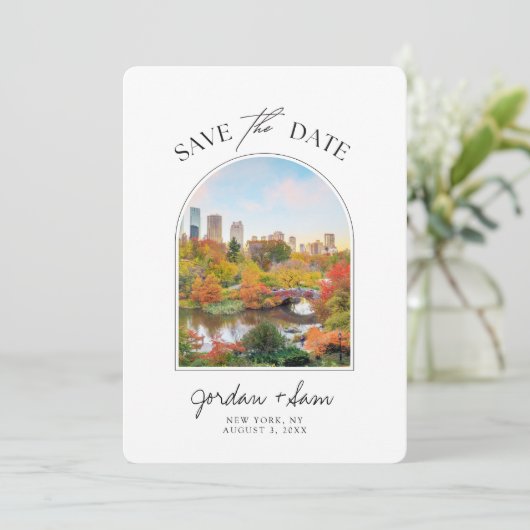 New York Central Park Herbsthochzeiten retten das  Einladung (Stehend Vorderseite)
