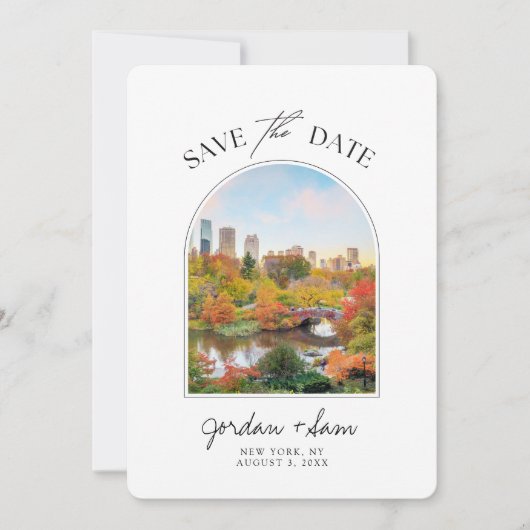 New York Central Park Herbsthochzeiten retten das Einladung (Vorderseite)