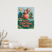 New York Central Park mit Eichhörnchen Spiel Poster (Küche)