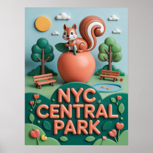New York Central Park mit Eichhörnchen Spiel Poster