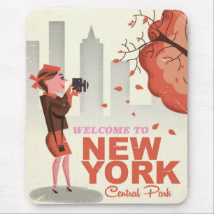 New York Central Park Vintage Reiseposter Mousepad