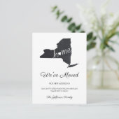 New York Chalkboard Staat Map Moving Postcard Ankündigungspostkarte (Stehend Vorderseite)