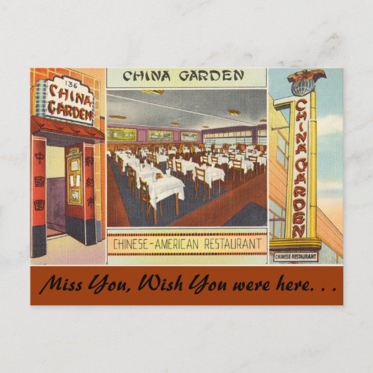 New York, China Garden Restaurant Postkarte (Vorderseite)