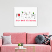 New York Christmas NYC Pen and Ink Illustration Leinwanddruck (Insitu (Wohnzimmer))