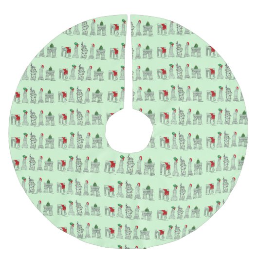 New York Christmas NYC Sehenswürdigkeiten Architec Polyester Weihnachtsbaumdecke (Vorderseite)