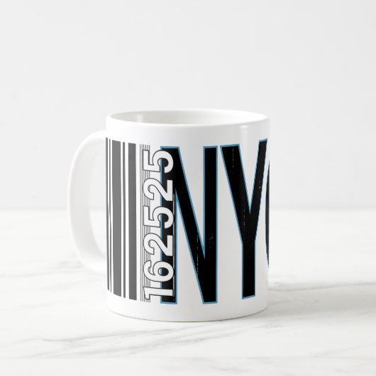 New York City 1625 Barcode Design Kaffeetasse (Vorderseite Links)