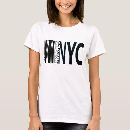 New York City 1625 Barcode Design T-Shirt (Vorderseite)