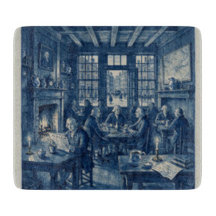 New York City 1700er Jahre Coffee House Delft Blau Schneidebrett