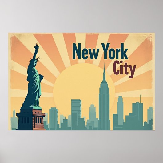 New York City –  24"x16" Art Deco Skyline Poster (Vorne)