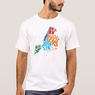 New York City 5 Boroughs Calligram Map T-Shirt