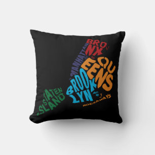 New York City 5 Boroughs Word Art Map Kissen