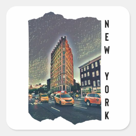 New York City Aesthetic Foto Art Quadratischer Aufkleber (Vorderseite)