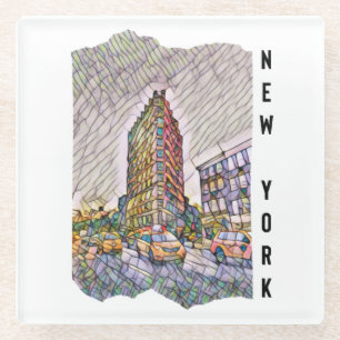 New York City Aesthetic Mosaic Art Glasuntersetzer