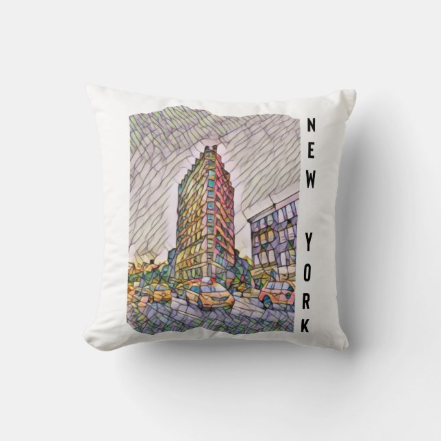 New York City Aesthetic Mosaic Art Kissen (Vorderseite)