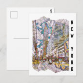 New York City Aesthetic Mosaic Art Postkarte (Vorne/Hinten)