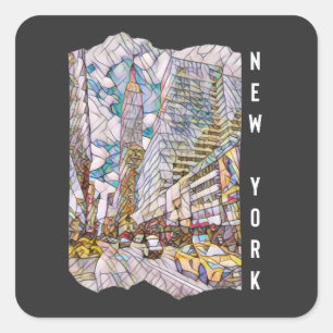New York City Aesthetic Mosaic Art Quadratischer Aufkleber