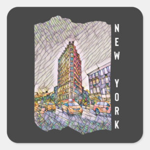 New York City Aesthetic Mosaic Art Quadratischer Aufkleber