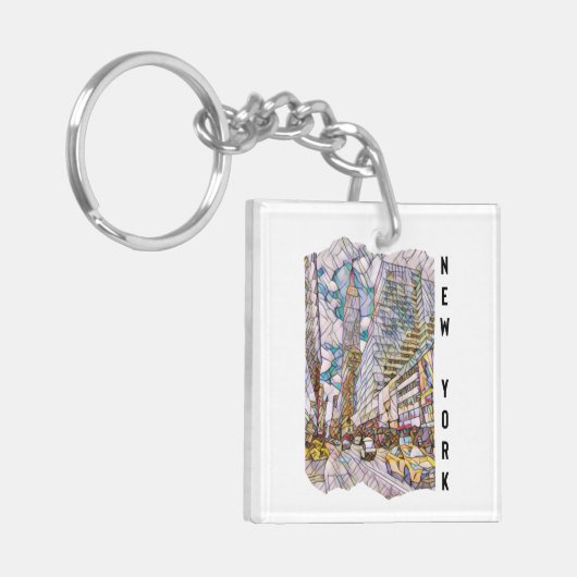 New York City Aesthetic Mosaic Art Schlüsselanhänger (Vorderseite links)