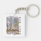 New York City Aesthetic Mosaic Art Schlüsselanhänger (Rückseite)