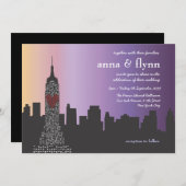New York City am Abend Einladung zur Hochzeit (Vorne/Hinten)