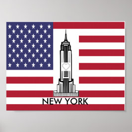 New York City American Flag Poster