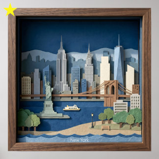 New York City Amerika Schichten Papierkunst Dioram Poster
