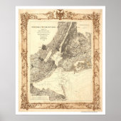 New York City and Environs Map von Lindenkohl 1860 Poster (Vorne)