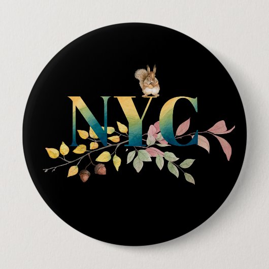 New York City and Squirrel Colorful Button (Vorderseite)