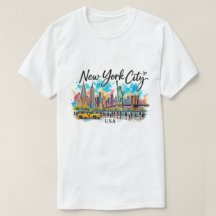 New York City Aquarell-Himmel-Linien-Kunst