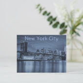 New York City Arctic Blue Skyline Postkarte (Stehend Vorderseite)