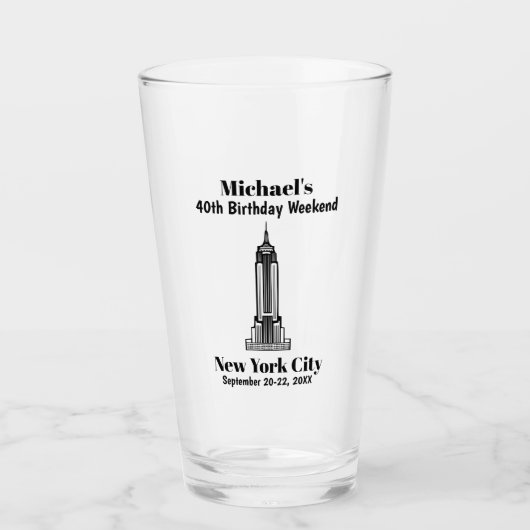 New York City Bachelor Party Typ Trip Beer Pint Glas (Vorderseite)