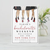 New York City Bachelorette Weekend Interieur Chic Einladung (Stehend Vorderseite)