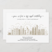 New York City Big Birthday Apple Party Gold Einladung (Vorne/Hinten)