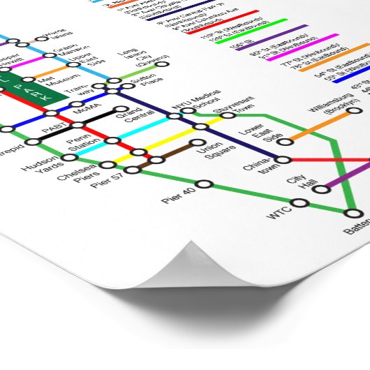 New York City Bike Map Poster (Ecke)