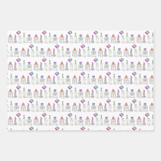 New York City Birthday Party NYC Sehenswürdigkeite Geschenkpapier Set (Vorderseite 3)