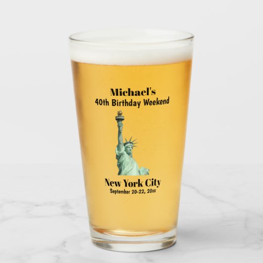 New York City Birthday Party Typ Trip Beer Pint Glas (Vorne (Gefüllt))