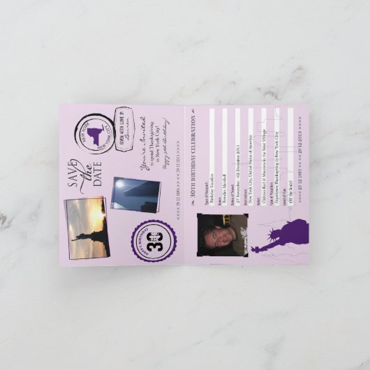 New York City Birthday Passport Einladung (Innenseite)