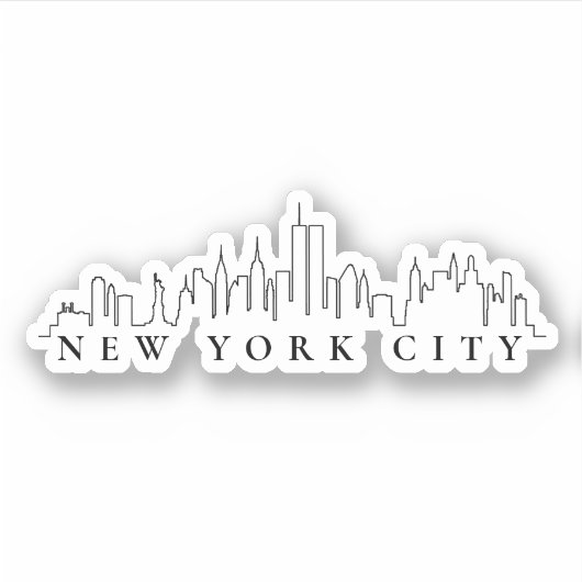 New York City Black and White Silhouette Sticker (Vorderseite)