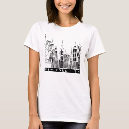 New York City Black and White Silhouette T - Shirt (Vorderseite)