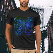 New York City Black Blue Name Graphic T - Shirt