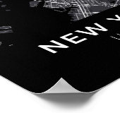 New York City Black City Map Poster (Ecke)
