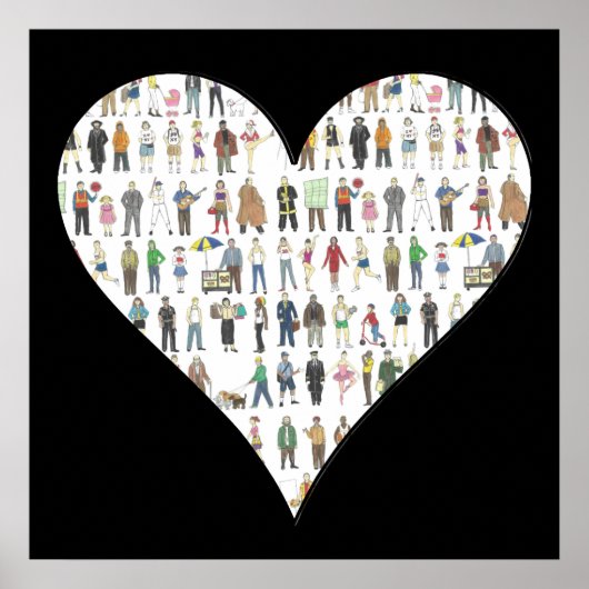 New York City Black Heart NYC Art Poster (Vorne)