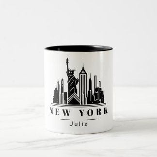 New York City Black Monochrome Logo Zweifarbige Tasse