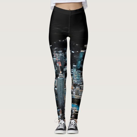 New York City Blacklight Nights Yoga Leggings (Vorderseite)