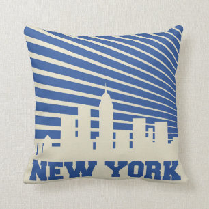 New York City Blau Kissen