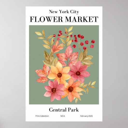 New York City Blumen Market Central Park Poster (Vorne)