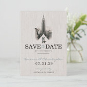 New York City Bridge & Groom Save the Date (Stehend Vorderseite)
