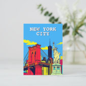 New York City Bright Art Travel Postkarte (Stehend Vorderseite)