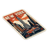 New York City - Brooklbrücke Vintages Klassikfahrz Magnet (Rechte Seite)